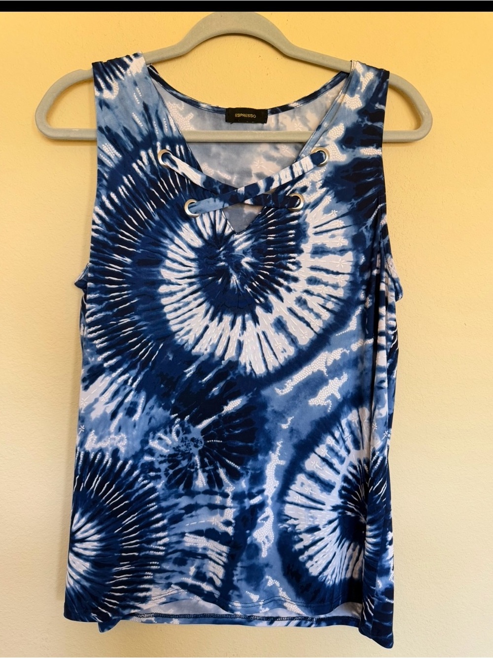 Espresso sleeveless tie-dye tip size medium